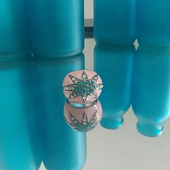 Pink and turquoise starburst ring - Picture 3 of 4